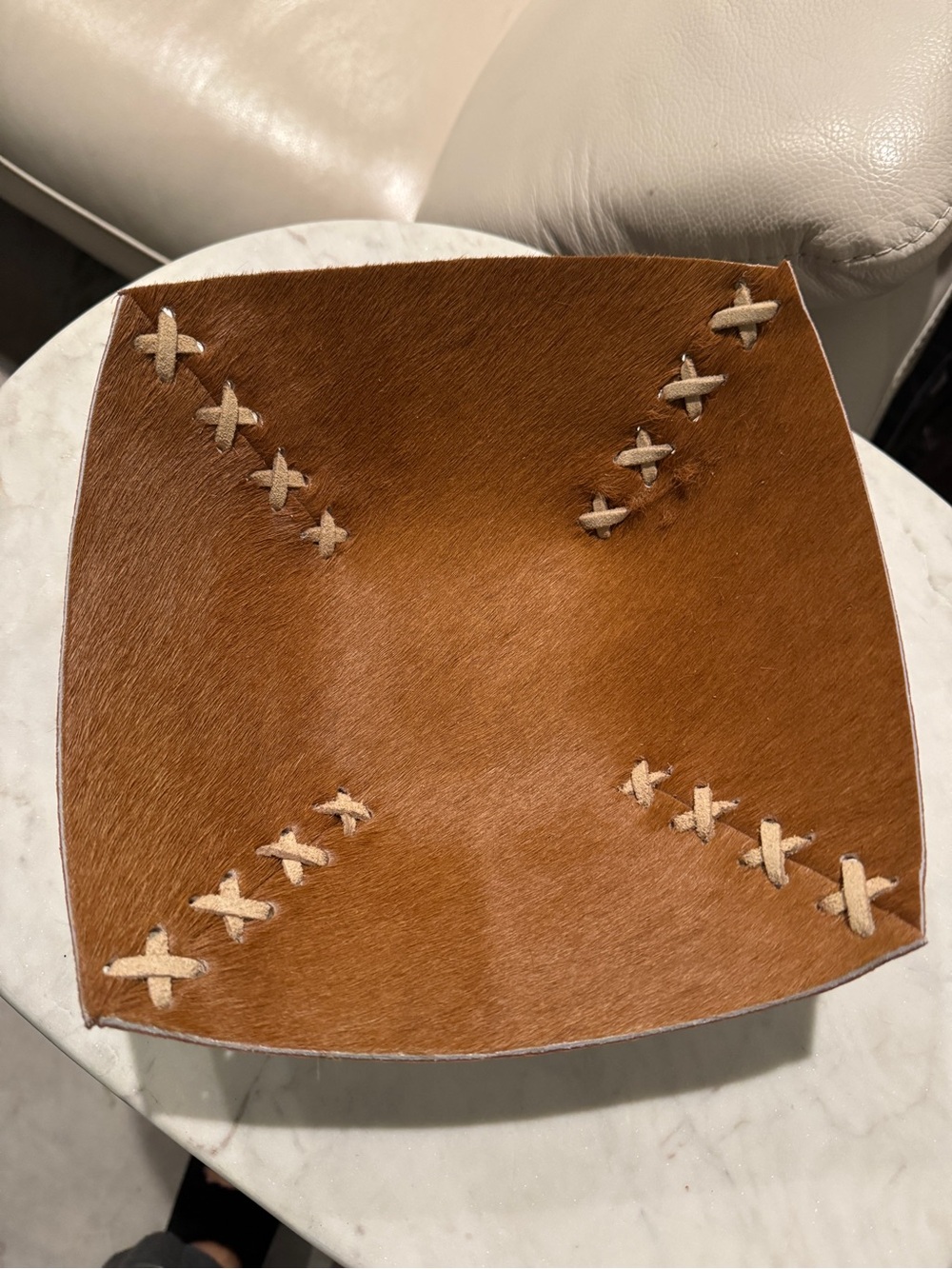 DEKOLAND Leather genuine cowhide Decorative valet Bowl